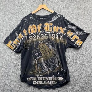VINTAGE Contender Shirt Mens 4XL Black Lust of Luxury Praying Hands